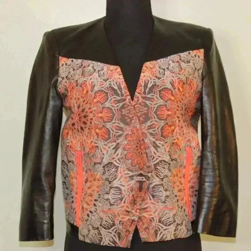 Helmut Lang Women's Orange Medallion Jacquard Jacket
